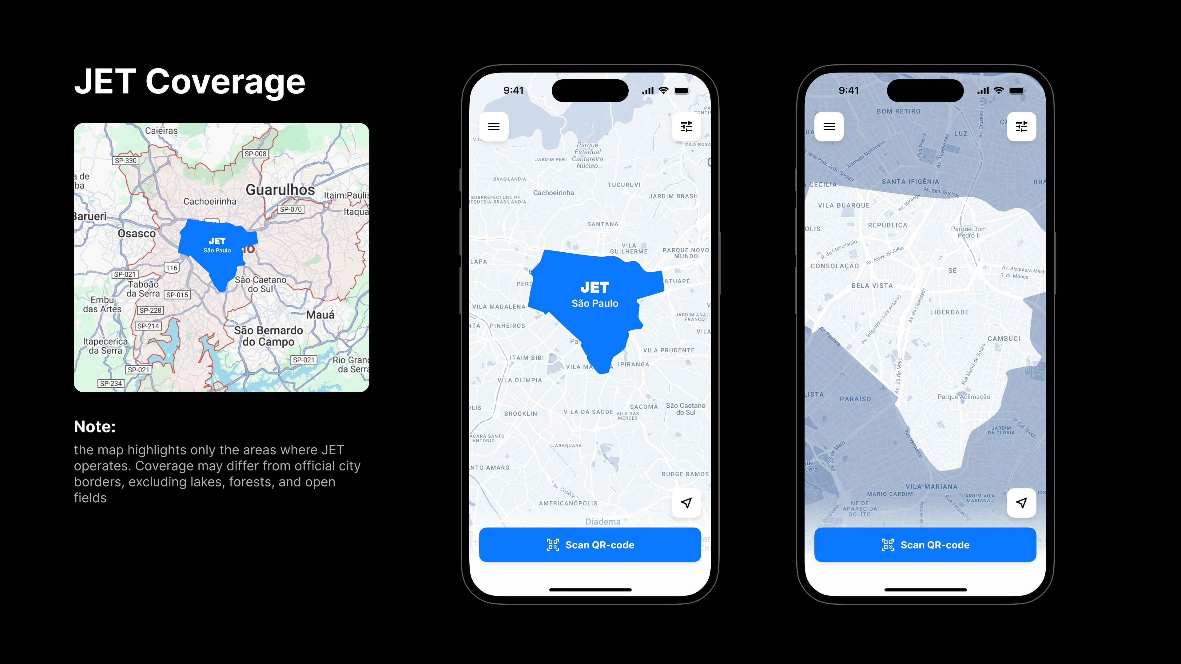 JET Coverage: the map highlights only the areas where JET operates
